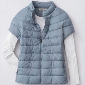 Coldwater Creek Women’s Wanderlite Cap Sleeve Puffer Vest in Stormy Blue